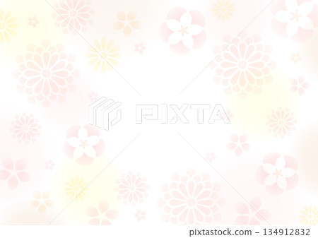 花卉背景,日式設計,粉紅色和黃色 花卉背景,日式設計,粉紅色和黃色 134912832