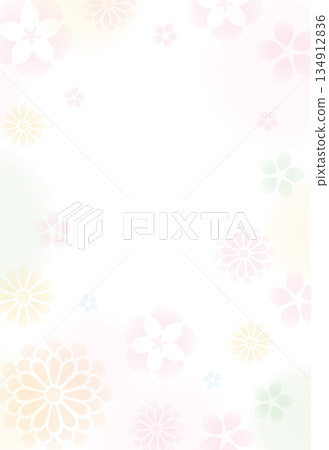 日式花卉明信片背景，日式設計明信片 134912836