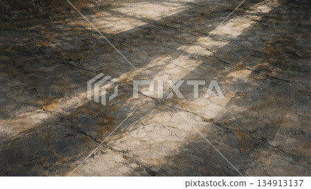 一幅絕妙的背景插圖，描繪了光影交錯的龜裂鵝卵石路面。 134913137