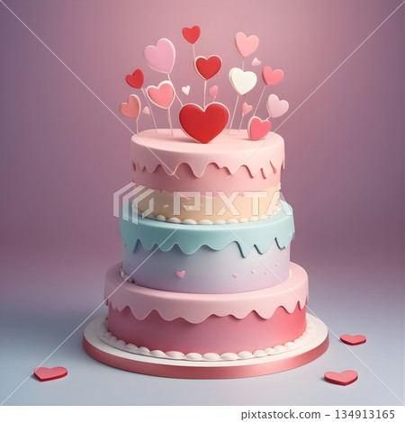 the romantic Valentine Day cake set 134913165