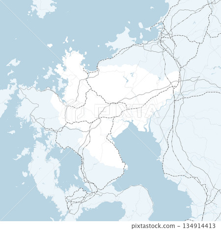 A simple road map of Saga Prefecture in Japan and its neighboring prefectures 134914413