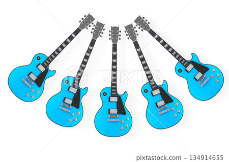 Set of electric acoustic guitars isolated on white background. 134914655