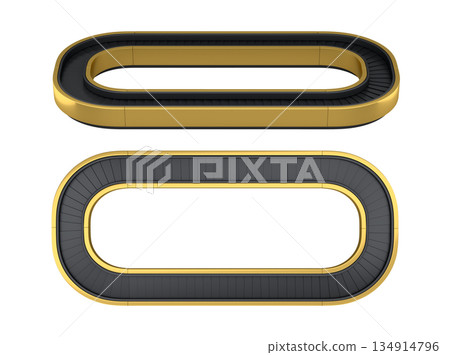 Set of Airport luggage conveyor belt from baggage claim area on white background. 134914796