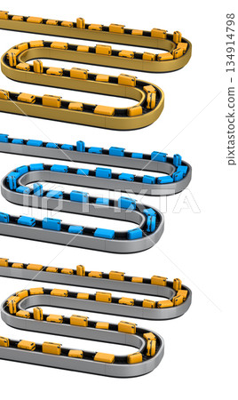 Set of Airport luggage conveyor belt or baggage claim area with suitcases on white. Set of Airport luggage conveyor belt or baggage claim area with suitcases on white. 134914798