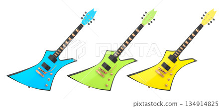 Set of electric acoustic guitar isolated on white transparent background. Set of electric acoustic guitar isolated on white transparent background. 134914825