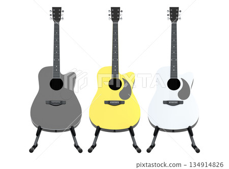 Set of electric acoustic guitar isolated on white transparent background. Set of electric acoustic guitar isolated on white transparent background. 134914826