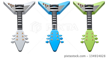 Set of electric acoustic guitar isolated on white transparent background. 134914828