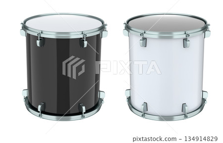Set of drums on white background. 3d render concept of musical instrument 134914829