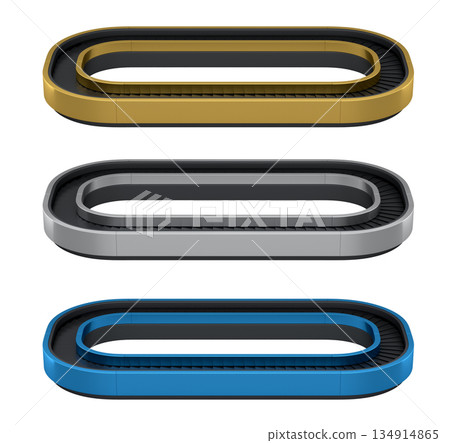 Set of Airport luggage conveyor belt from baggage claim area on white background. 134914865