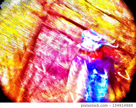 Art image of a human silhouette floating against a colorful abstract background Art image of a human silhouette floating against a colorful abstract background 134914989