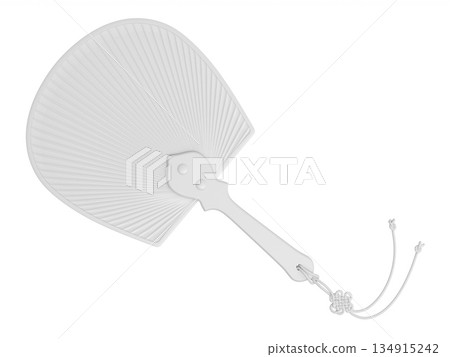 Clay render of korean taegeuk personal fan isolated on white background - 3d illustration 134915242