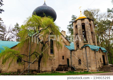 Transfiguration church (build in 1903) in Natalyevka estate complex in Kharkiv region, Ukraine 134915295