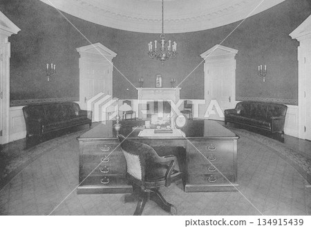 老照片，1916年，美國白宮橢圓形辦公室 134915439