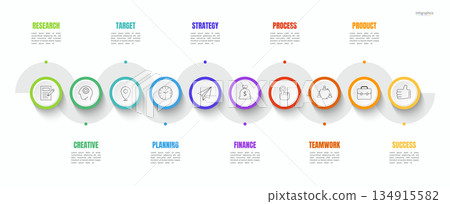 Infographic 10 options design elements for your business data. Vector Illustration. 134915582