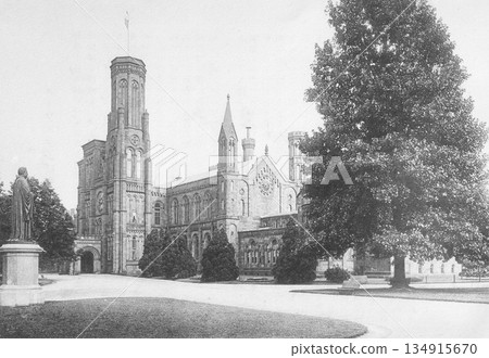 Old photo, 1916, Smithsonian Institution Headquarters, Washington, USA Old photo, 1916, Smithsonian Institution Headquarters, Washington, USA 134915670
