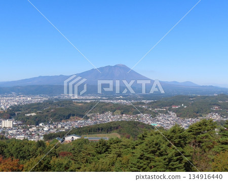 Mt. Iwate and Morioka city in autumn from Iwayama Observatory 134916440