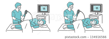 大腸鏡檢查對比圖（女性，使用和不使用鎮靜劑，無痛和有痛） 134916566