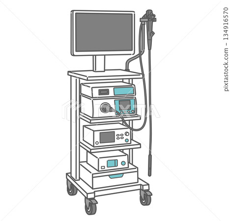Illustration of an endoscopy system (endoscopic examination equipment and cart) Illustration of an endoscopy system (endoscopic examination equipment and cart) 134916570