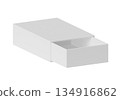 White blank paper slider box. Paperboard sliding lid container packaging. for design 134916862