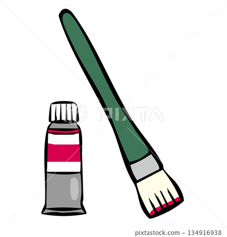 設計材料和裝飾部件：顏料和畫筆 134916938