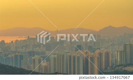 Scenic view of Kowloon skyline at winter sunset Dec 28 2025 134917067