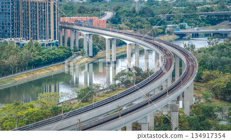Dec 20 2025 Train Flyover At Kam Sheung Road During Sunset Dec 20 2025 Train Flyover At Kam Sheung Road During Sunset 134917354