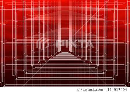 An abstract image of layers and skeletal white neon lights lining up in a dark red space resembling a poisonous sea of blood. An abstract image of layers and skeletal white neon lights lining up in a dark red space resembling a poisonous sea of blood. 134917404