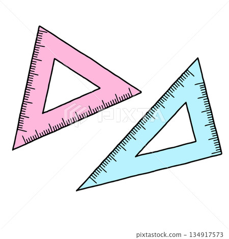 Hand-drawn simple triangular ruler set 134917573