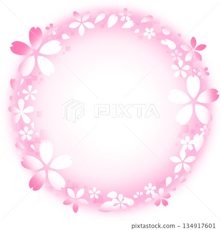 柔和的櫻花花瓣邊框/大量白色 134917601