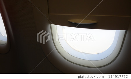 interior of airplane with window, business class of plane 134917752