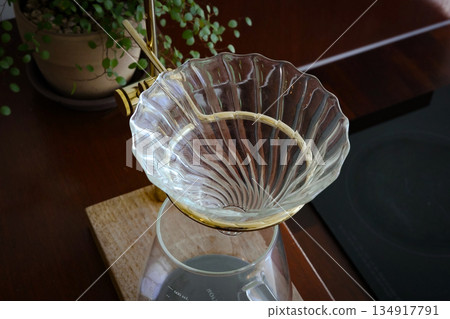 Close-up of Wave Patterned Glass Dripper 134917791