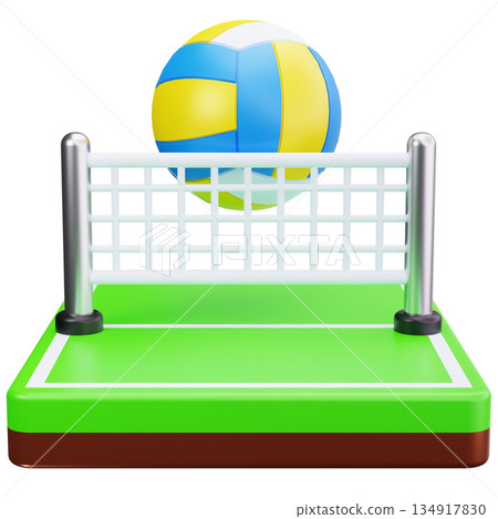 Volleyball Court Play 134917830
