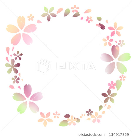 柔和可愛的櫻花邊框 / 色彩繽紛 134917869