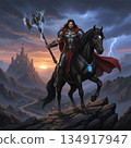 Medieval knight on horseback 134917947