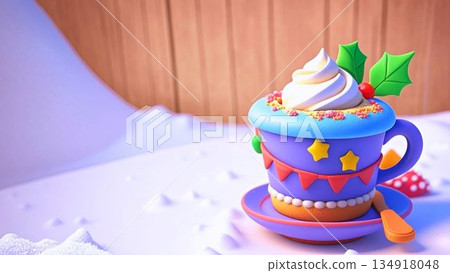 Clay-style Christmas dessert in a cup Clay-style Christmas dessert in a cup 134918048