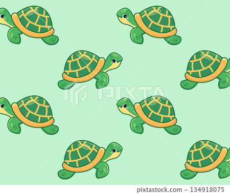 Cute cartoon turtle. Sea pattern. Isolated background. Vector illustration Cute cartoon turtle. Sea pattern. Isolated background. Vector illustration 134918075