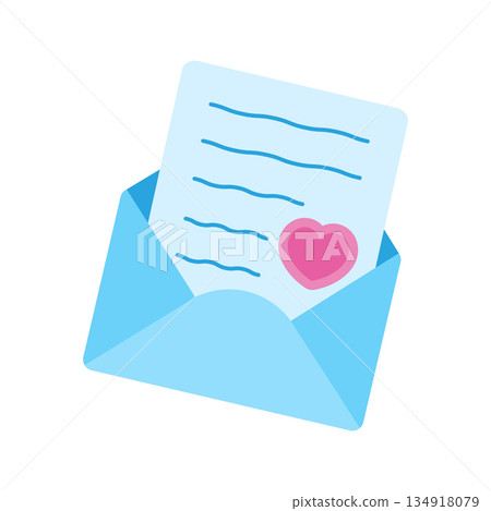 Love letter in an envelope. Happy Valentines day. Vector illustration 134918079