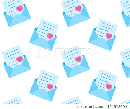 Letter in an envelope. Love message. Happy Valentine's day. Vector pattern in flat style Letter in an envelope. Love message. Happy Valentine's day. Vector pattern in flat style 134918094