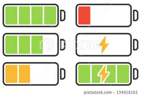 電池和電池標記扁平圖示集 134918101
