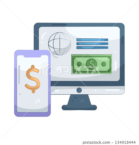 Illustration of online payment Illustration of online payment 134918444