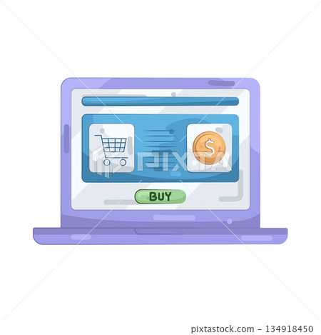 Illustration of Online Shopping on Laptop 134918450