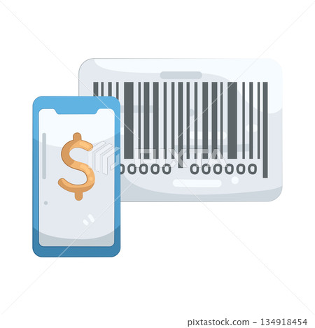Illustration of mobile payment with barcode 134918454
