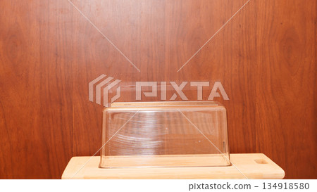Rectangular transparent plastic container for food storage, ideal for packaging and preserving freshness. High quality photo Rectangular transparent plastic container for food storage, ideal for packaging and preserving freshness. High quality photo 134918580