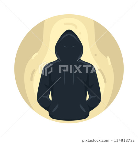 Illustration of hooded person  134918752