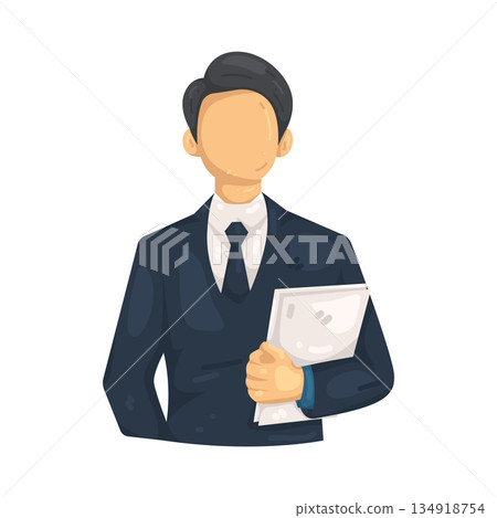 Illustration of lawyer holding document Illustration of lawyer holding document 134918754
