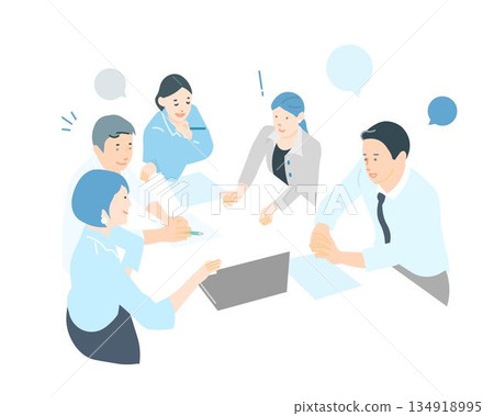 Business people meeting in the office - business team startup illustration material Business people meeting in the office - business team startup illustration material 134918995