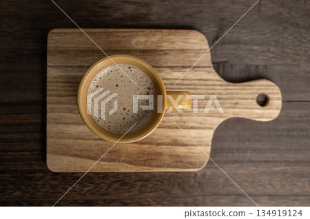 Enjoy a warm cafe latte and the warmth of wood during your winter afternoon tea time 134919124