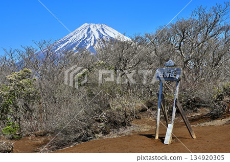 足座山脈越前岳：春季從山頂眺望富士山 134920305