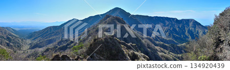 Panorama of the ridgeline from Mount Nokogiri to Mount Ihaidake from Mount Horai (Mount Horai) in the Aitaka mountain range Panorama of the ridgeline from Mount Nokogiri to Mount Ihaidake from Mount Horai (Mount Horai) in the Aitaka mountain range 134920439
