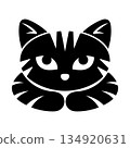 Cat Face Silhouette Vector Illustration. Perfect for logos, icons, stickers, prints, childrens designs, branding, tattoos, mascots and decorative graphic projects. 134920631